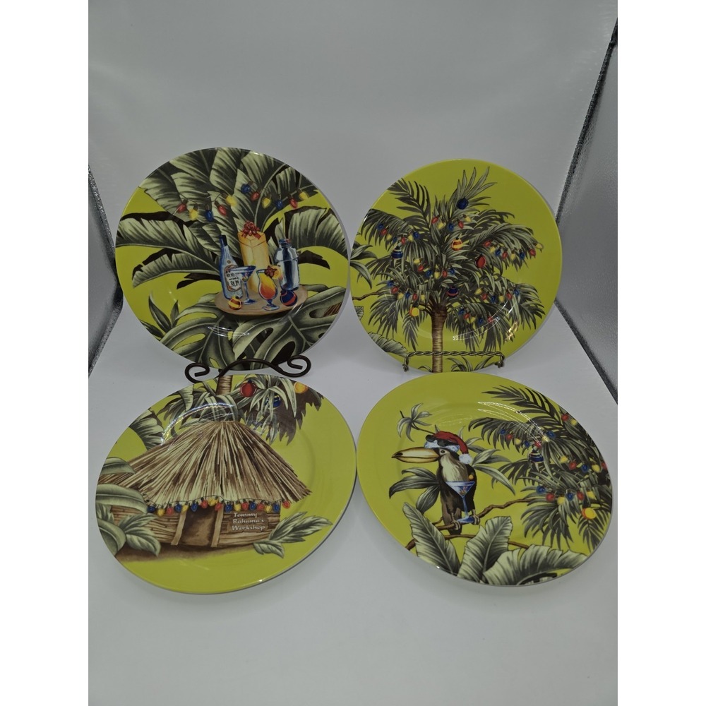 2009 Tommy Bahama Porcelain Tropical Holiday Appetizer Plates Set of 4 With Box